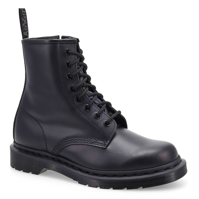Unisex Pascal Zip Mono 8 Eye Boot - Black Smooth