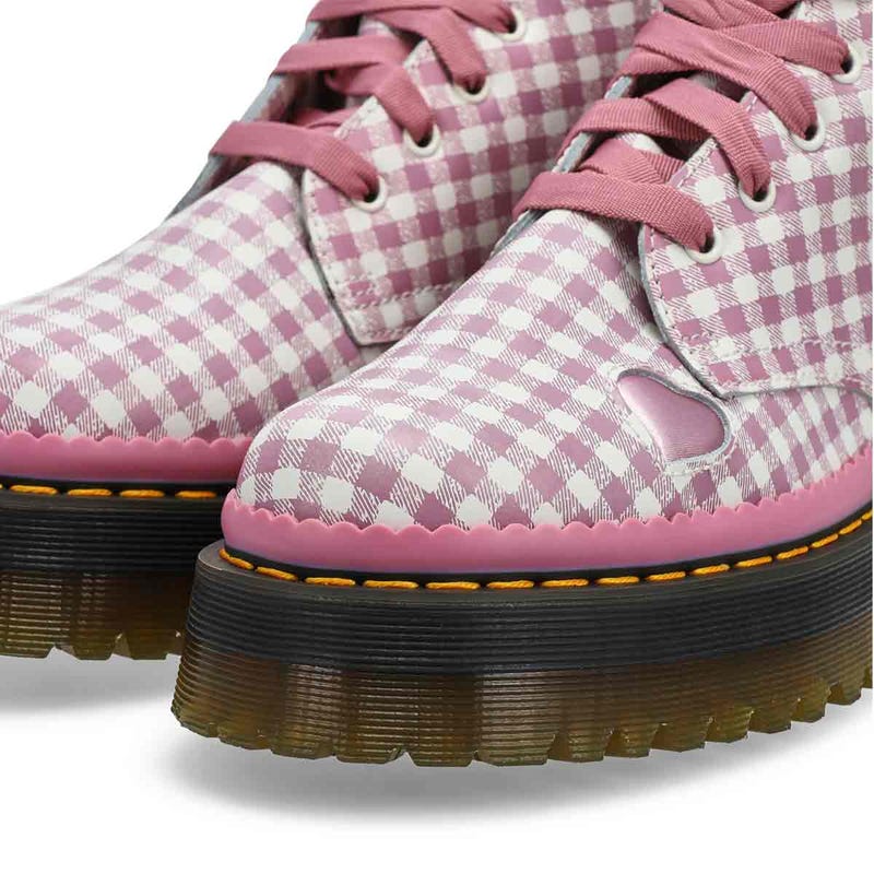 Women's Jadon Heart 8-Eye Combat Boot - White/Dusty Rose