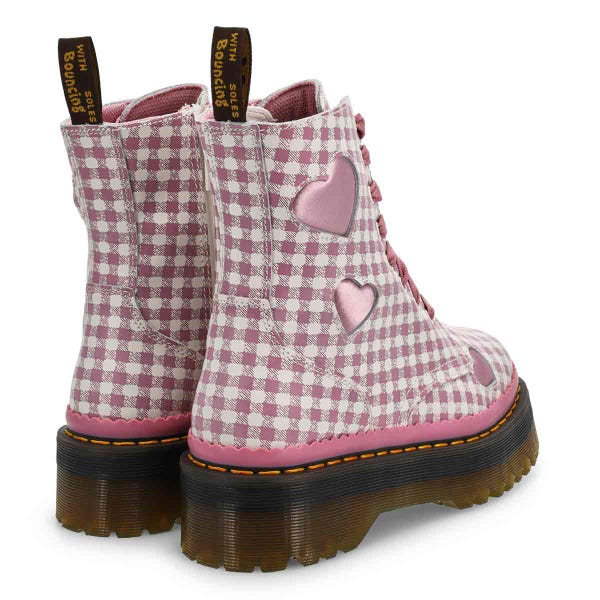 Women's Jadon Heart 8-Eye Combat Boot - White/Dusty Rose