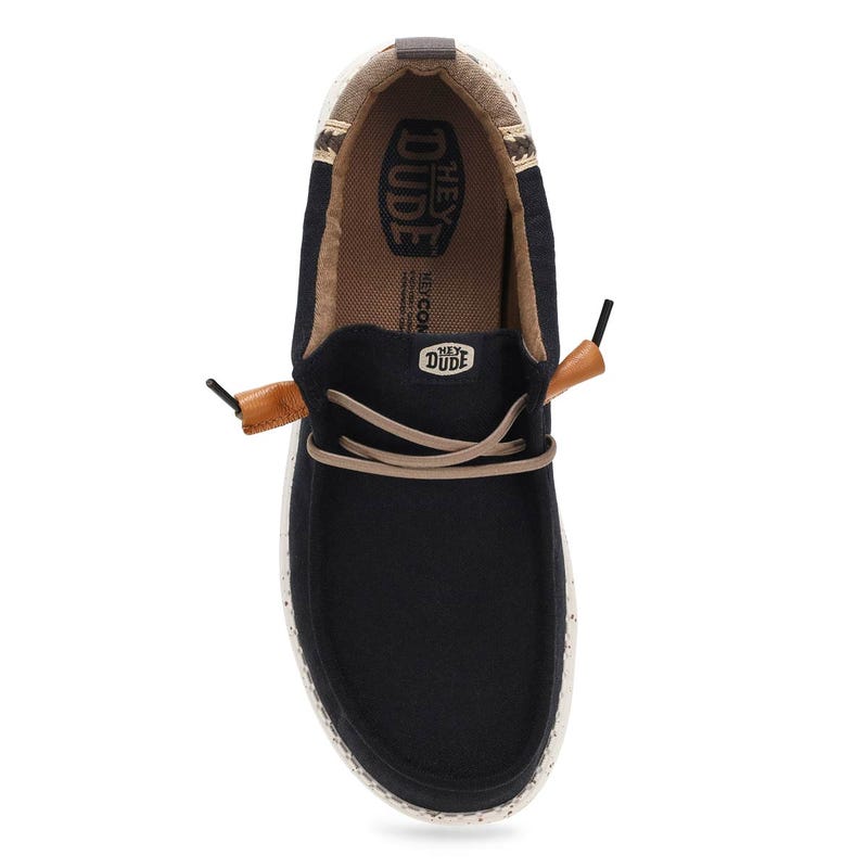 Men's Wally Craft Linen Casual Shoe - Black/Walnut