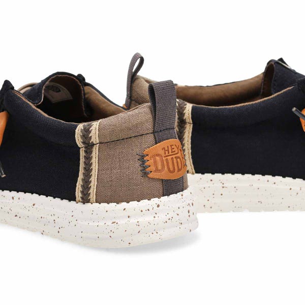 Men's Wally Craft Linen Casual Shoe - Black/Walnut