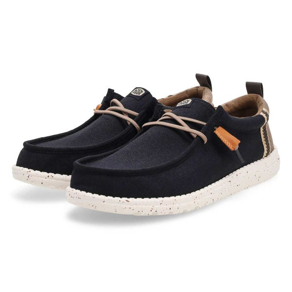 Men's Wally Craft Linen Casual Shoe - Black/Walnut