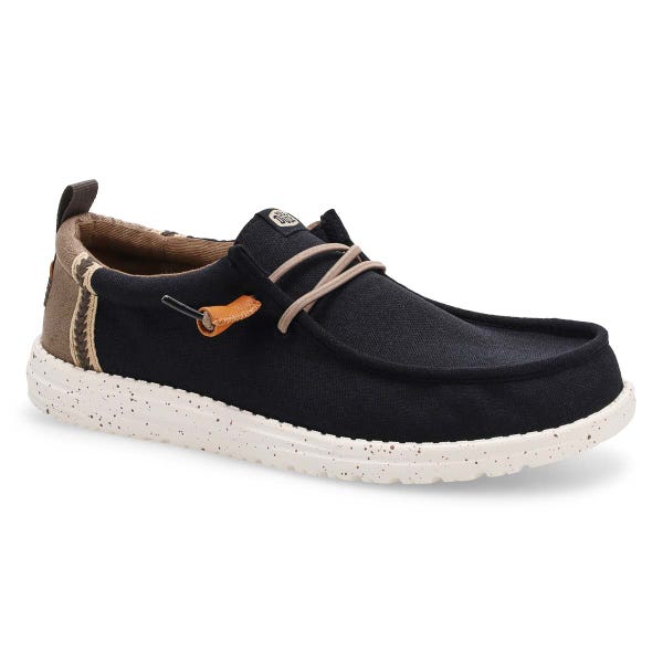 Men's Wally Craft Linen Casual Shoe - Black/Walnut