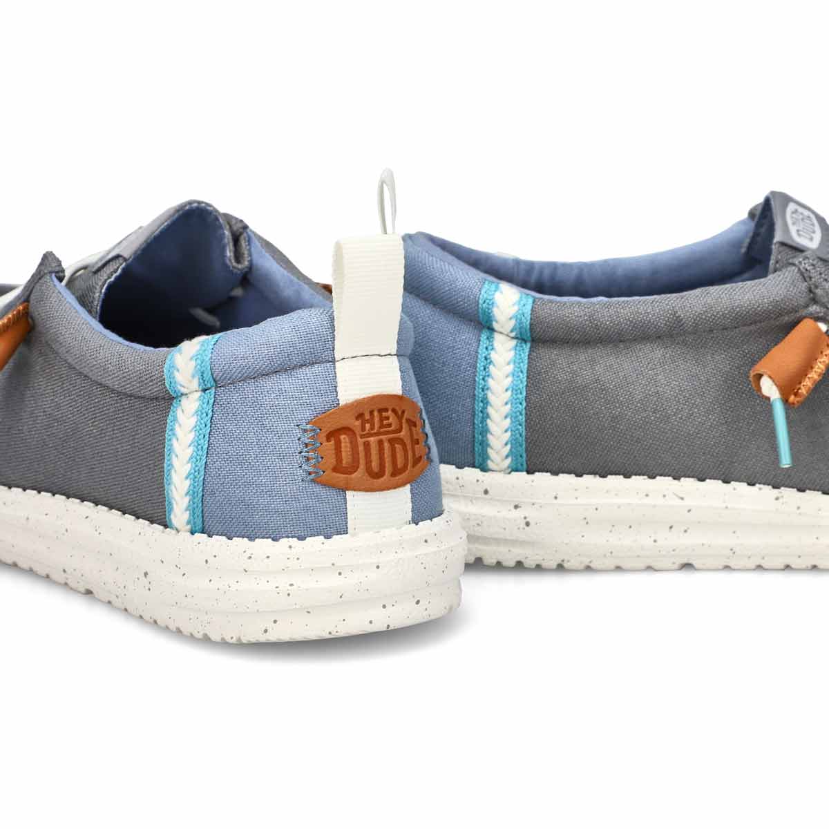 Men's  Wally Summer Linen Casual Shoe - Grey/Faded Denim