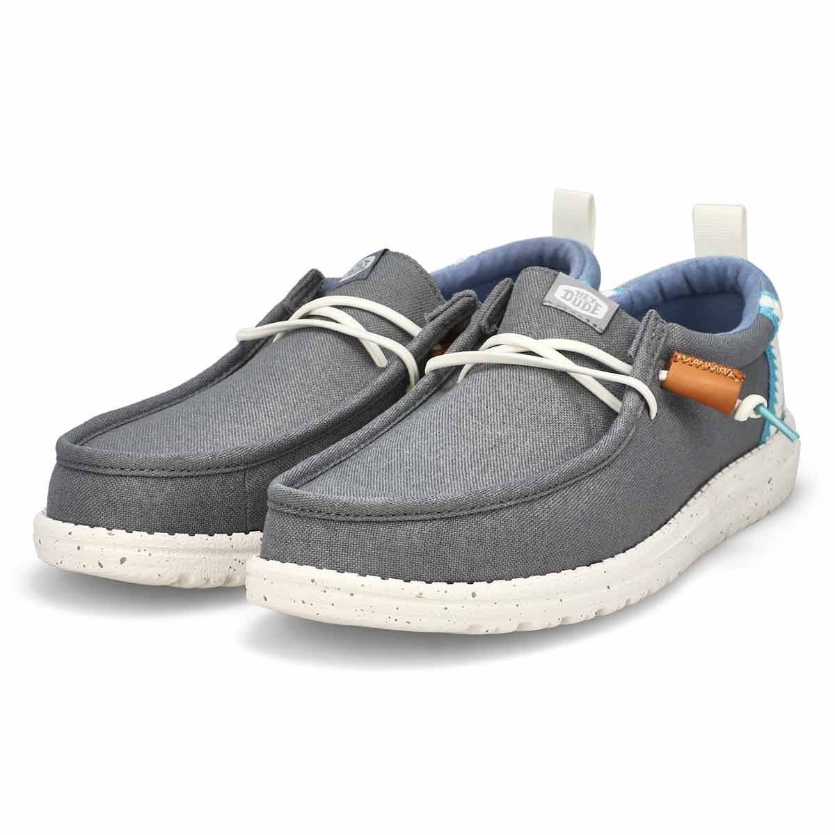 Men's  Wally Summer Linen Casual Shoe - Grey/Faded Denim