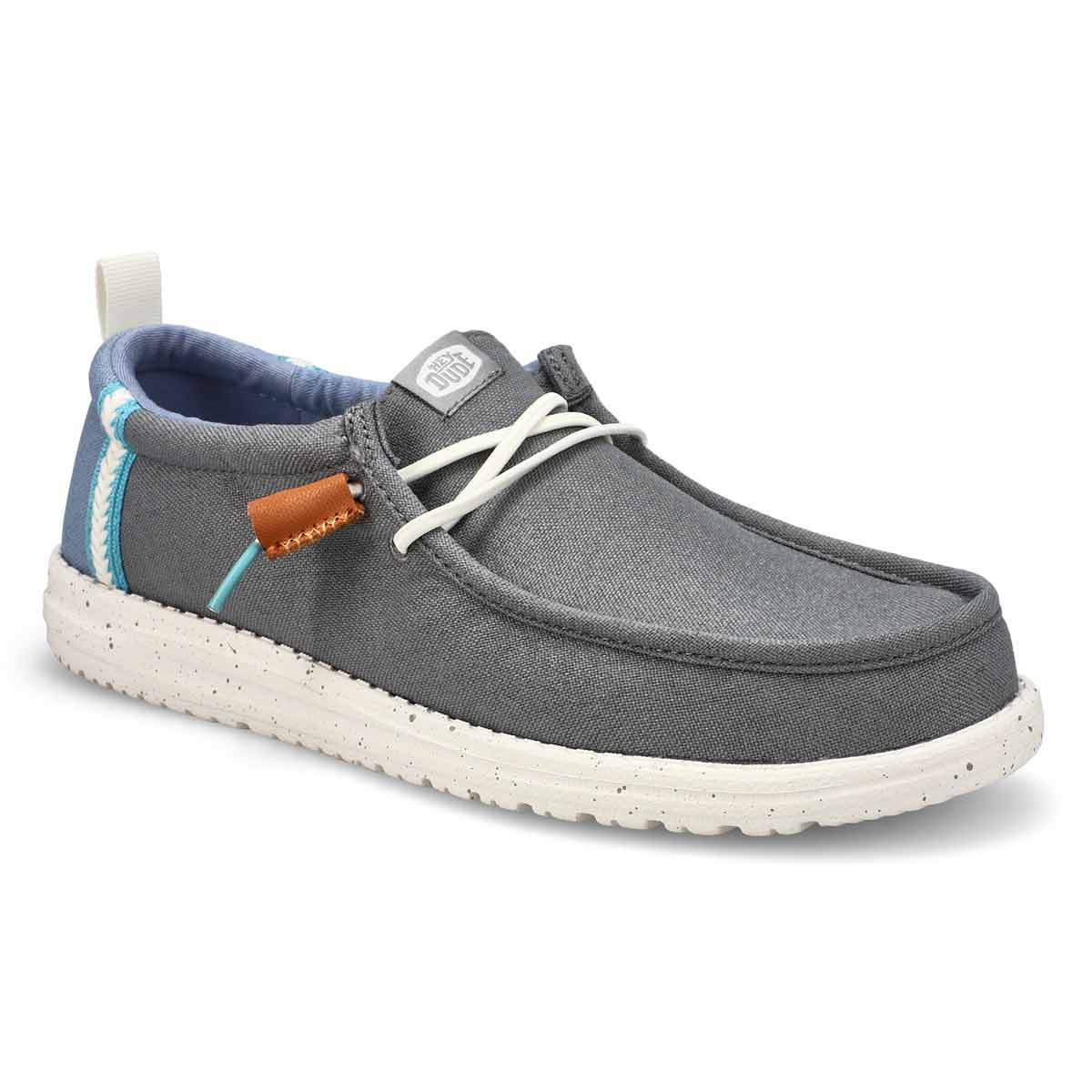 Men's  Wally Summer Linen Casual Shoe - Grey/Faded Denim
