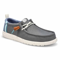 Men's  Wally Summer Linen Casual Shoe - Grey/Faded Denim
