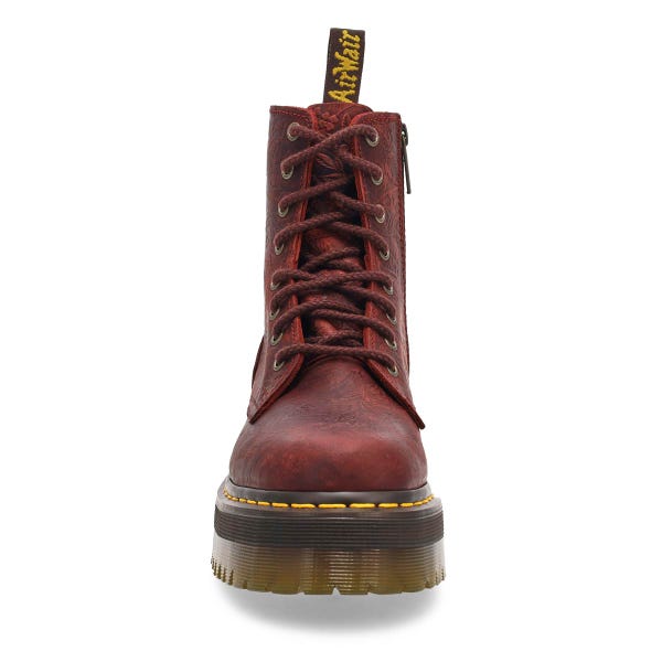 Women's 1460 Jadon Floral Deboss Platform Boot - Cherry Red Crazy Horse