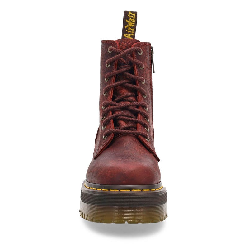 Women's 1460 Jadon Floral Deboss Platform Boot - Cherry Red Crazy Horse