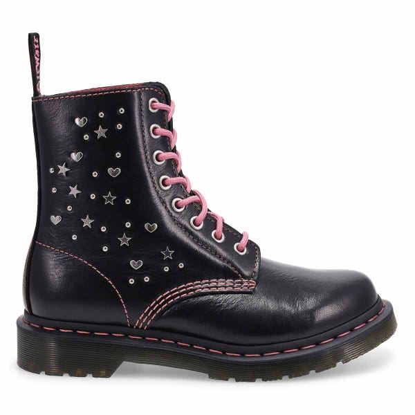 Botte 1460 Hearts and Stars à 8 œillets pour femmes - Noir