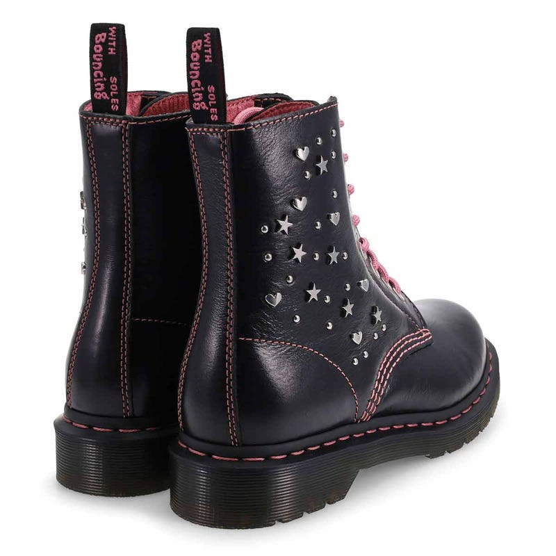 Botte 1460 Hearts and Stars à 8 œillets pour femmes - Noir