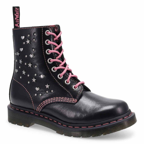 Botte 1460 Hearts and Stars à 8 œillets pour femmes - Noir
