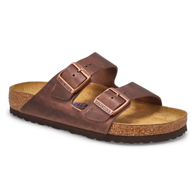 Lds Arizona Soft Footbed Oiled Leather 2 Strap Sandal - Habana