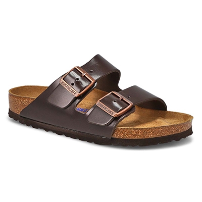 Lds Arizona Soft Leather 2 Strap Sandal - Brown