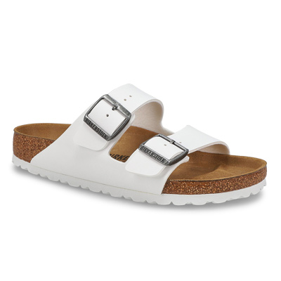 Lds Arizona Birko-Flor 2 Strap Sandal - White