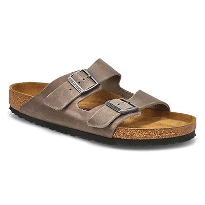 Sandale en cuir huilé à 2 brides Arizona Soft Oiled Leather, fer, hommes