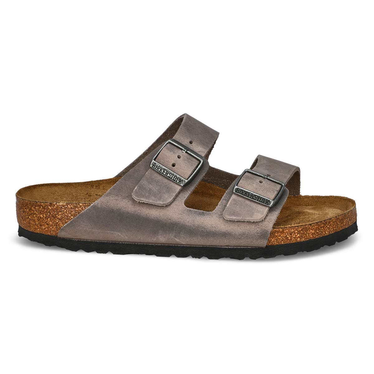 Sandale en cuir huilé à 2 brides avec assise souple ARIZONA SOFT OILED LEATHER, fer, hommes