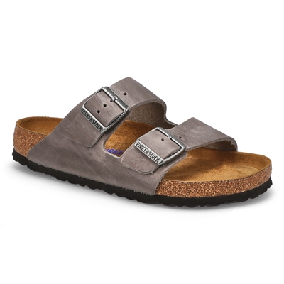 Lds Arizona Oiled Leather 2 Strap Sandal - Iron