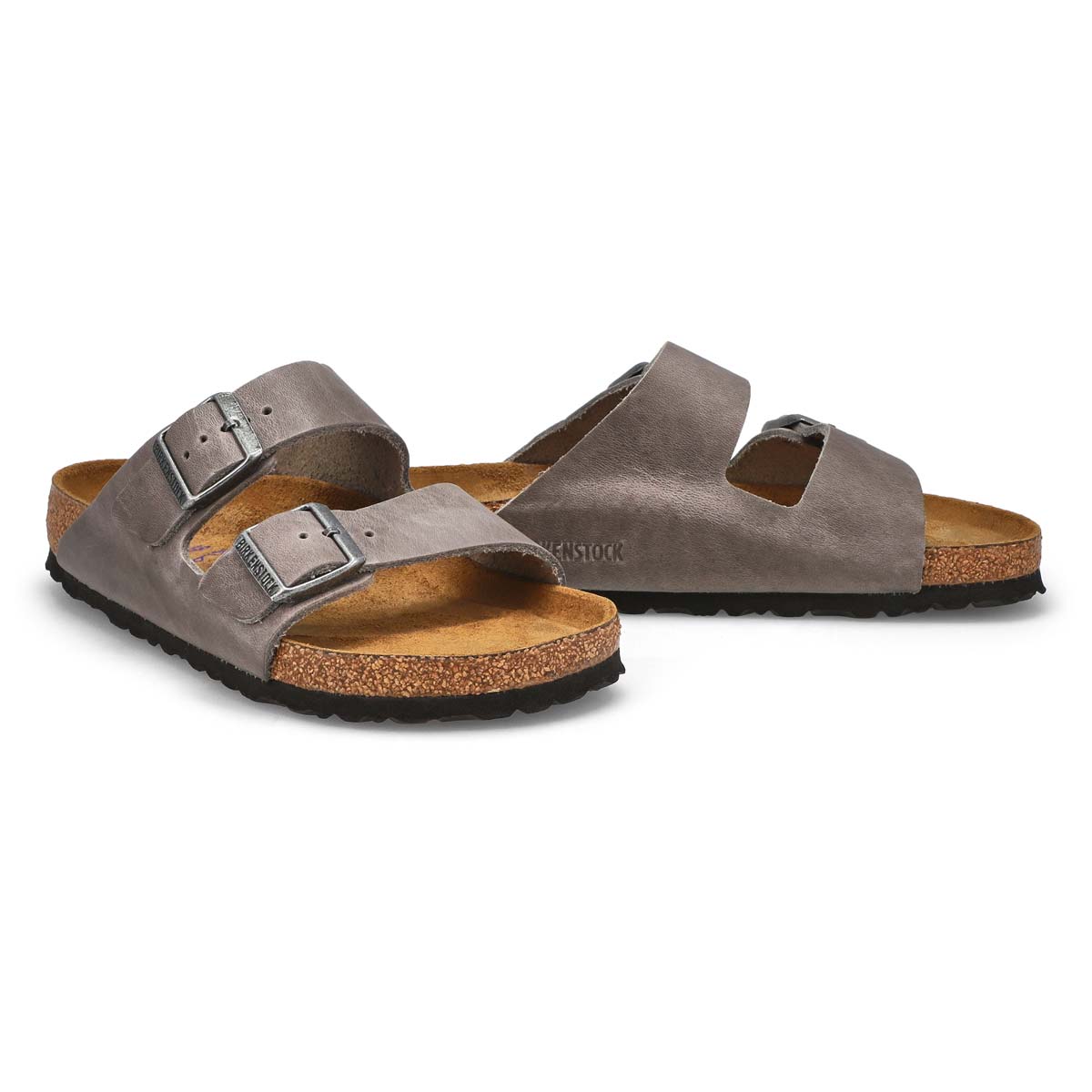 Women's Arizona Oiled Leather 2 Strap Sandal - Iron