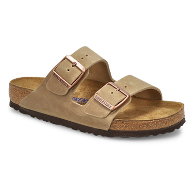 Lds Arizona Soft Oiled Leather 2 Strap Sandal - Tobacco