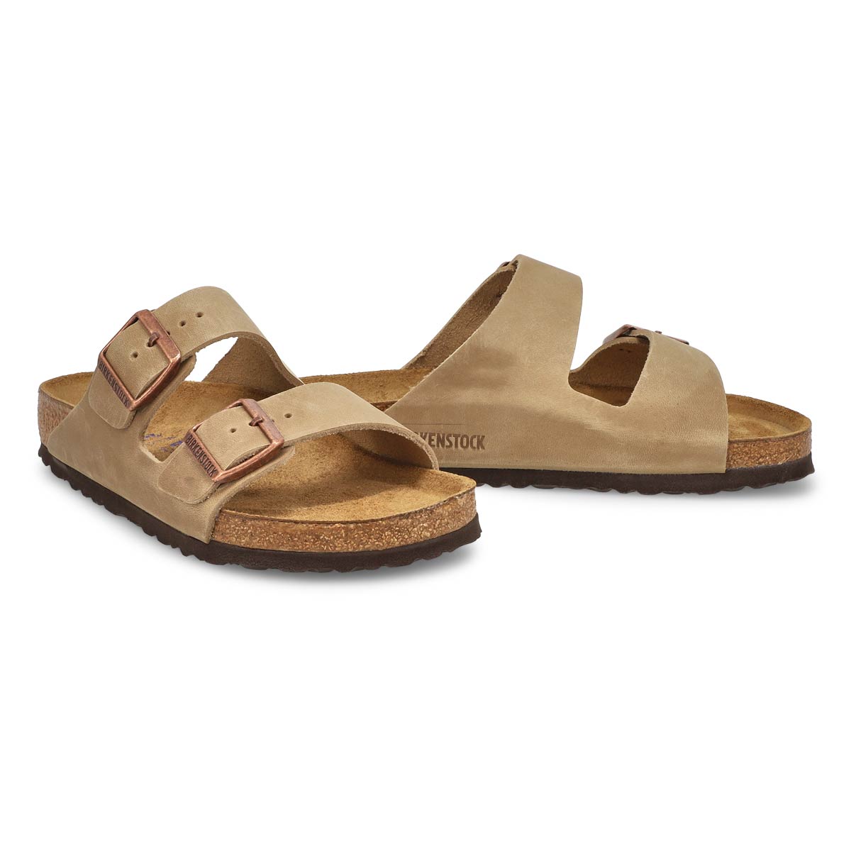 Women's Arizona Soft Oiled Leather 2 Strap Sandal - Tobacco