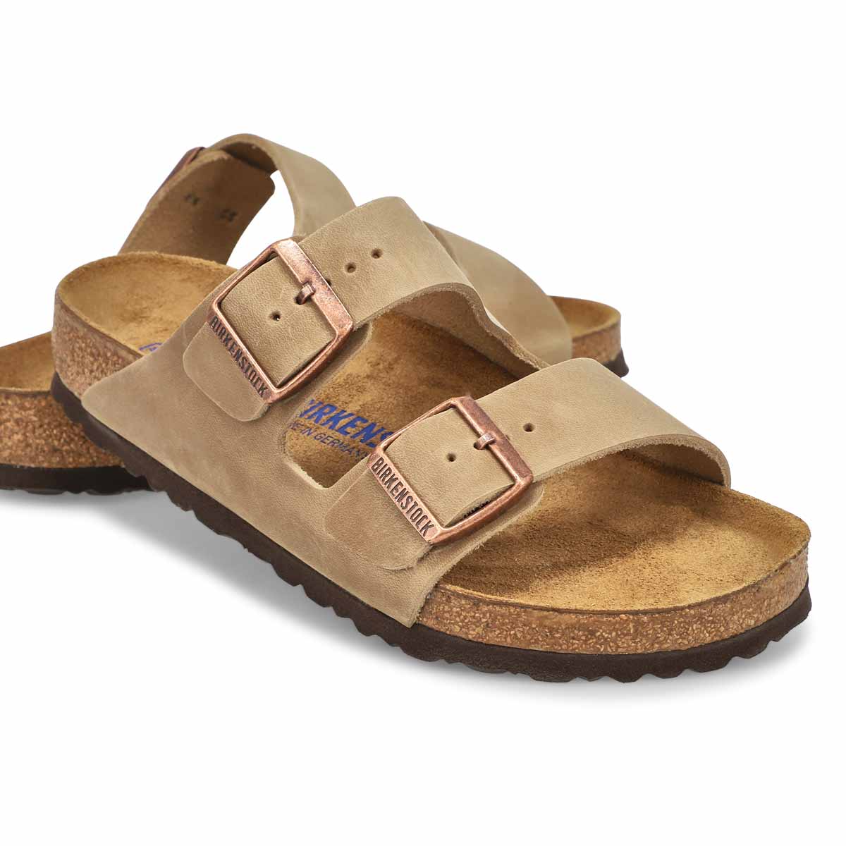 Women's Arizona Soft Oiled Leather 2 Strap Sandal - Tobacco