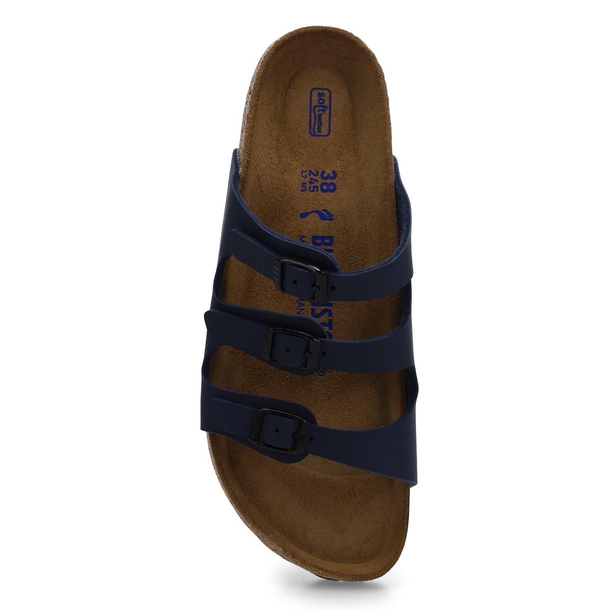 Sandale étroite à 3 brides en Birko-Flor et assise souple FLORIDA, bleu, femmes