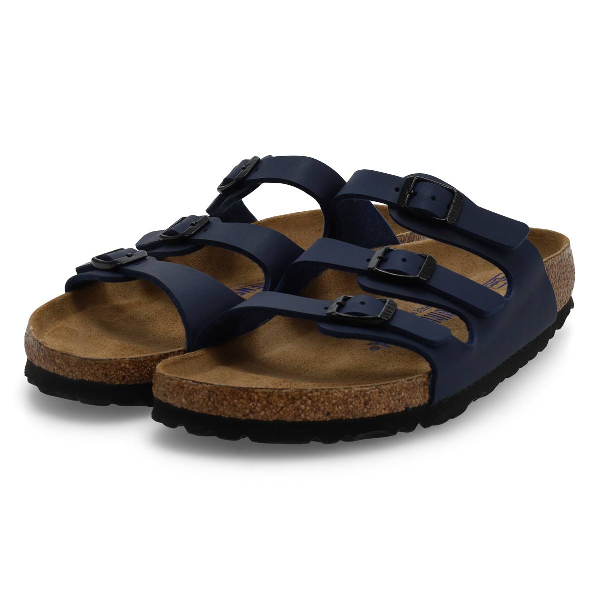 Sandale étroite à 3 brides en Birko-Flor et assise souple FLORIDA, bleu, femmes