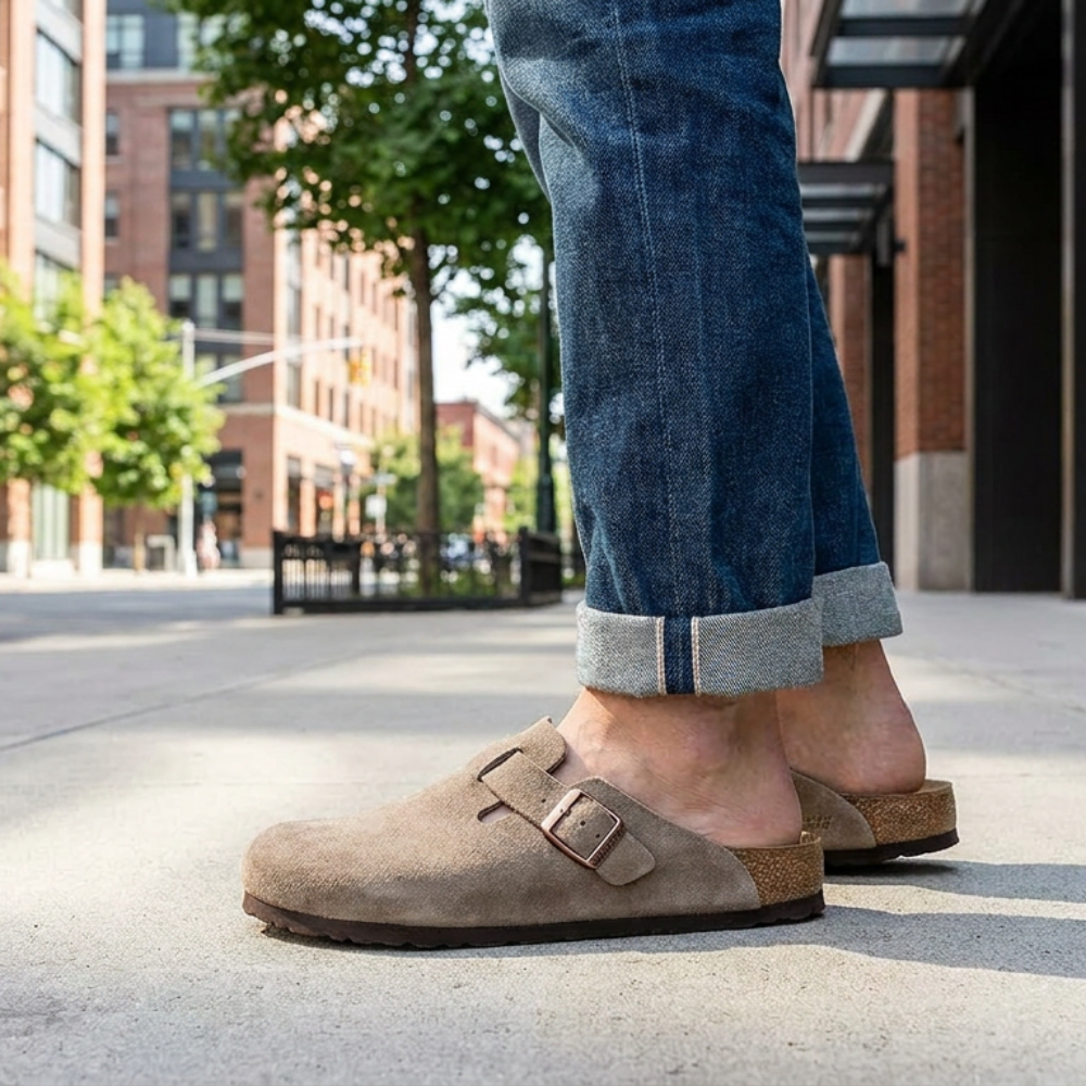 Sabot dcontract en cuir huil BOSTON, noir, homm