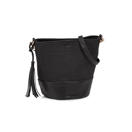 Sac seau à bandoulière, noir, femme