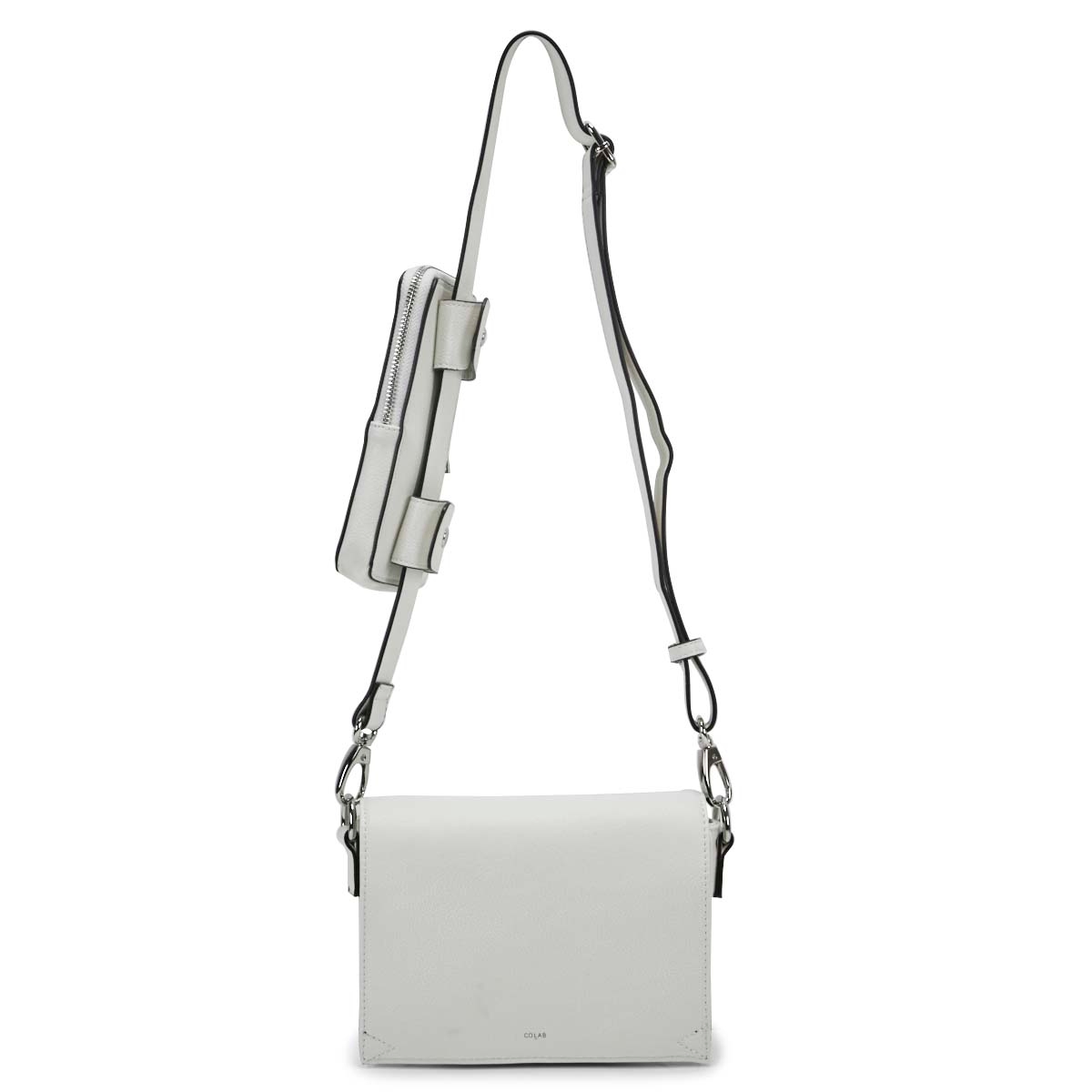 Women's 6258 white front flap crossbody bag