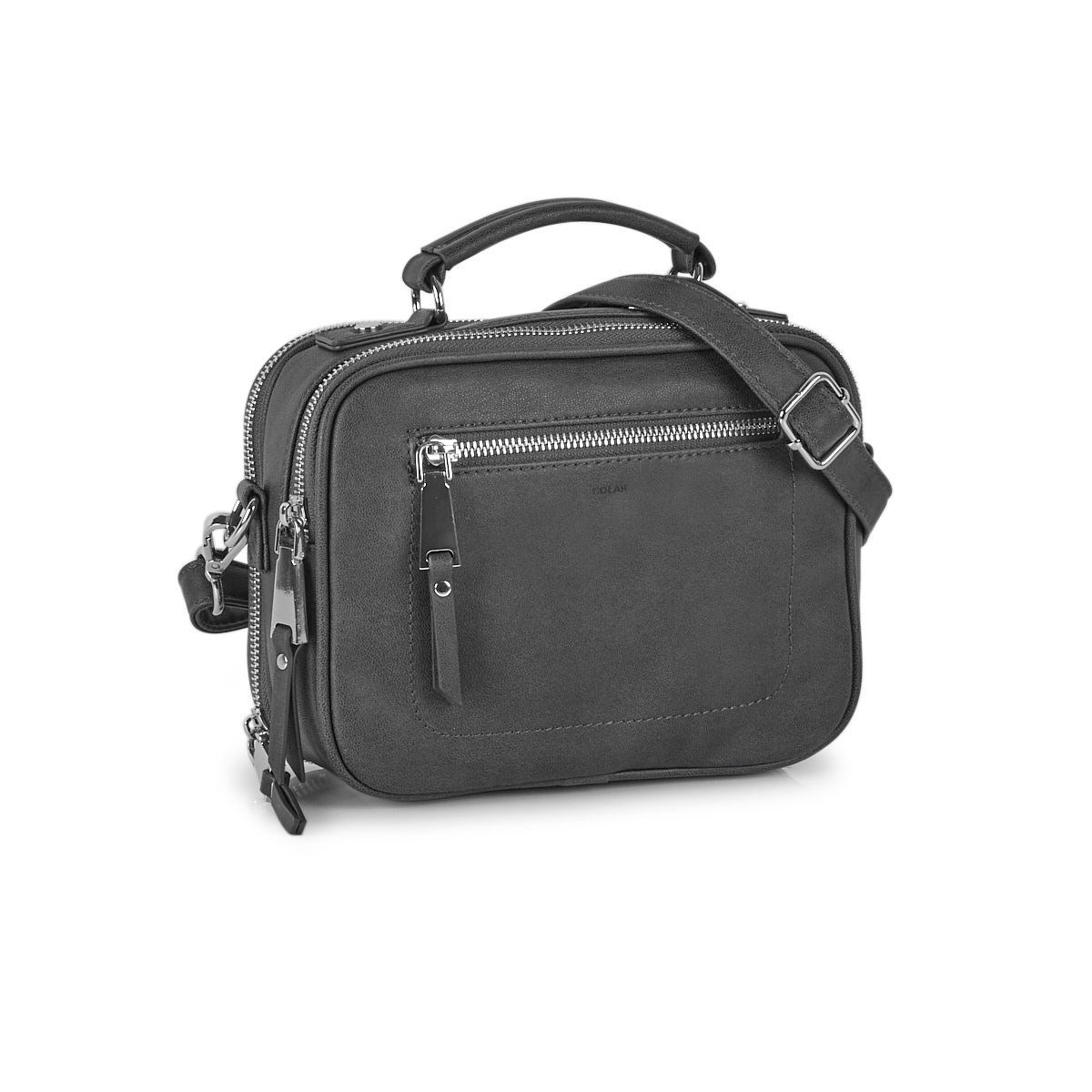 CoLab Women`s CHARCOAL CAMERA cross body bag SoftMoc USA