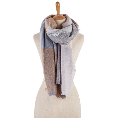 Lds Color Block Boucle lt grey scarf