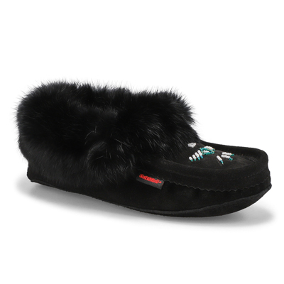 Lds Rabbit Fur SoftMocs - Black