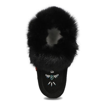 Women's 653L Rabbit Fur Moccasin - Black