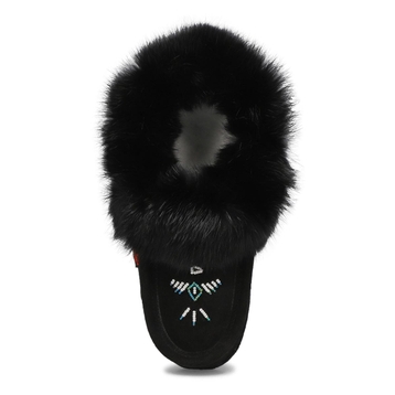 Mocassins RABBIT, doublé en molleton, noir, femmes