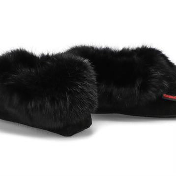 Mocassins RABBIT, doublé en molleton, noir, femmes
