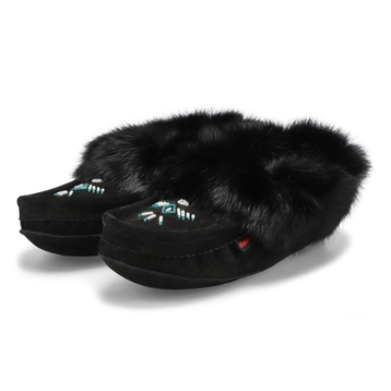Mocassins RABBIT, doublé en molleton, noir, femmes
