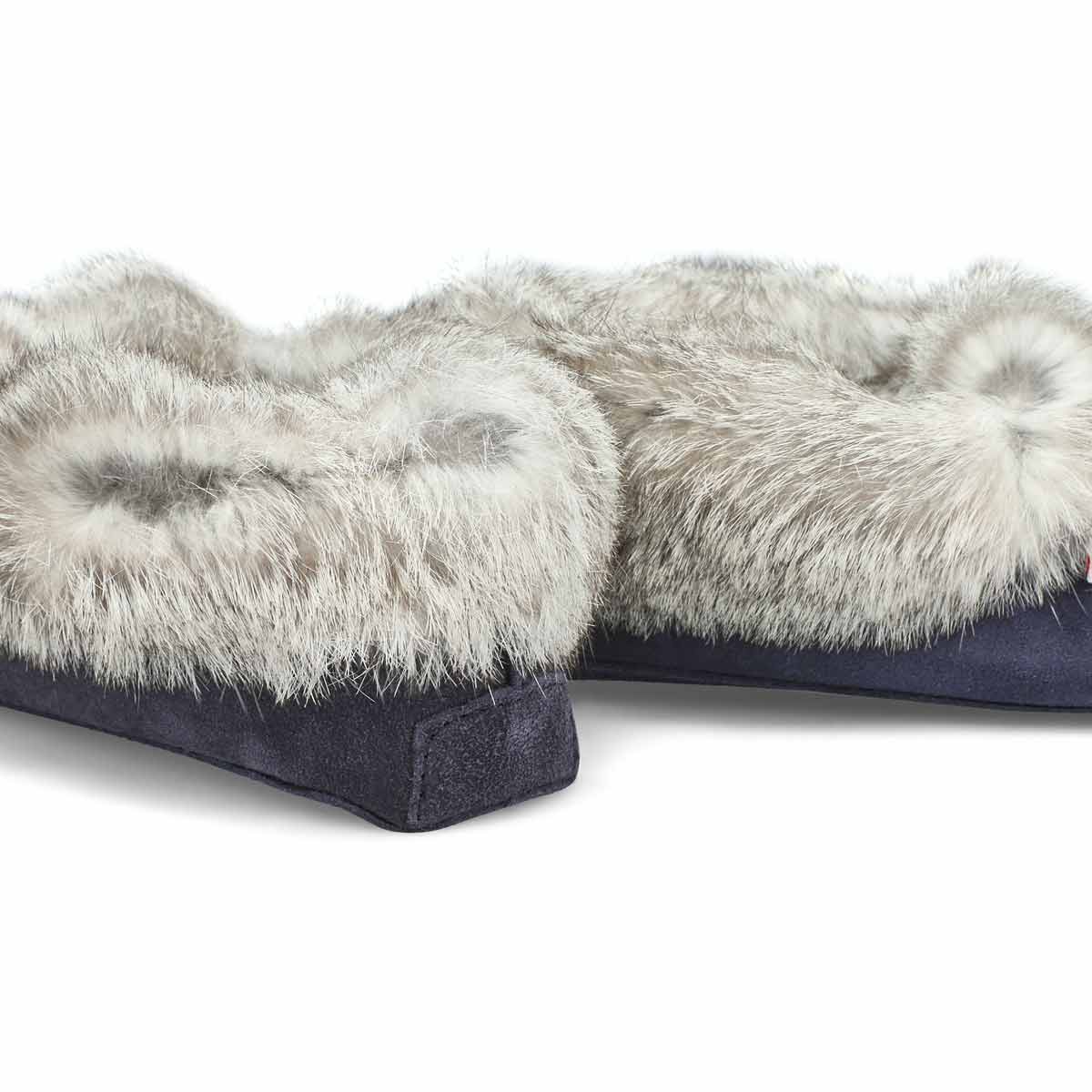 Women's 658 L Rabbit Fur SoftMocs - Navy