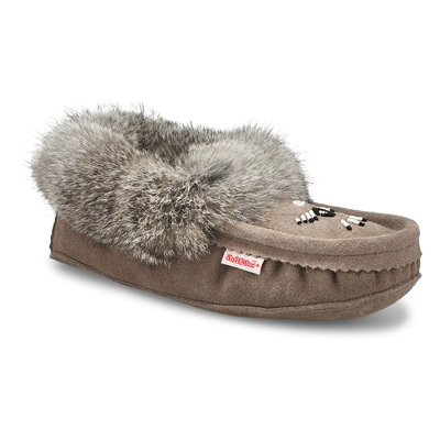 Lds Rabbit Fur SoftMocs - Grey