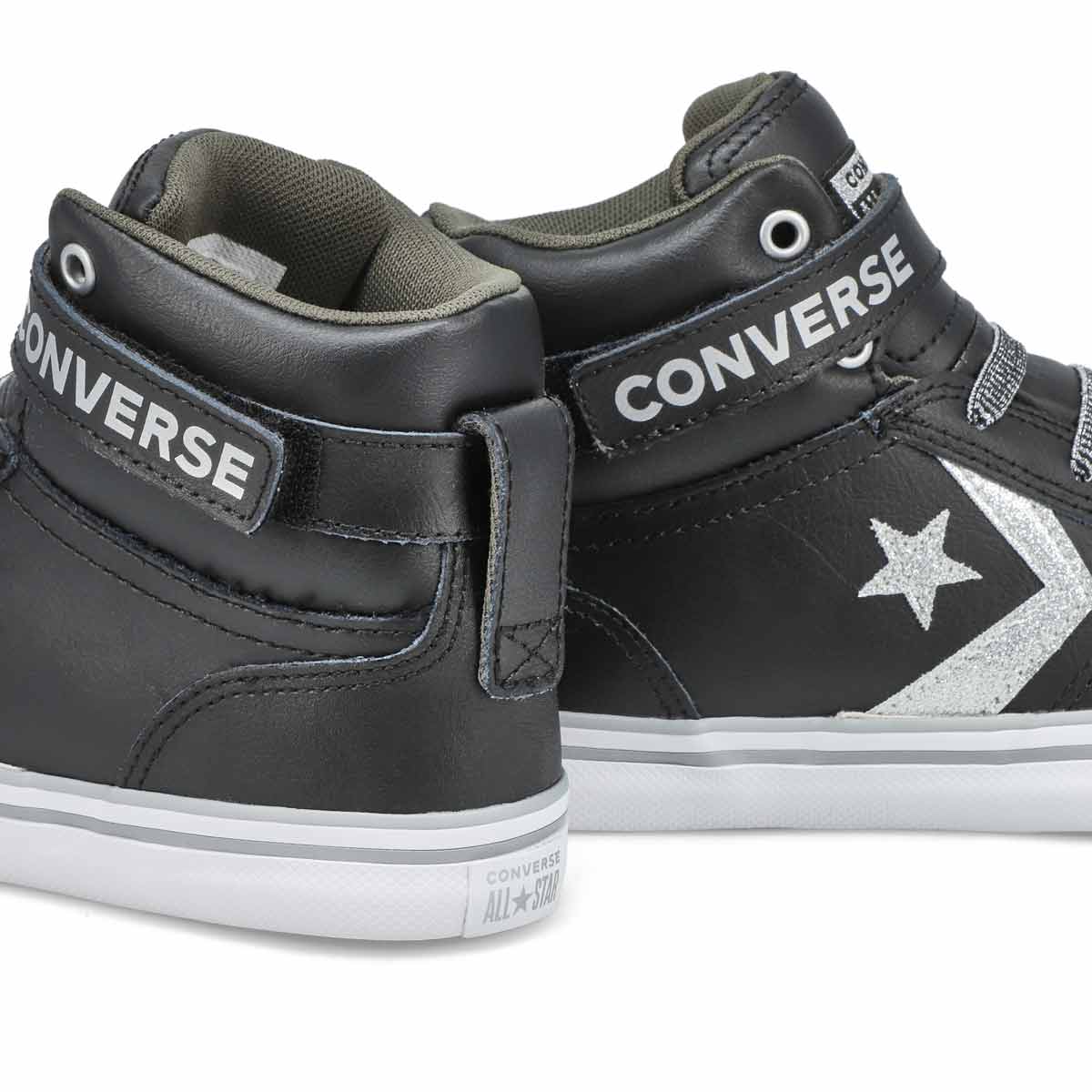 silver leather converse