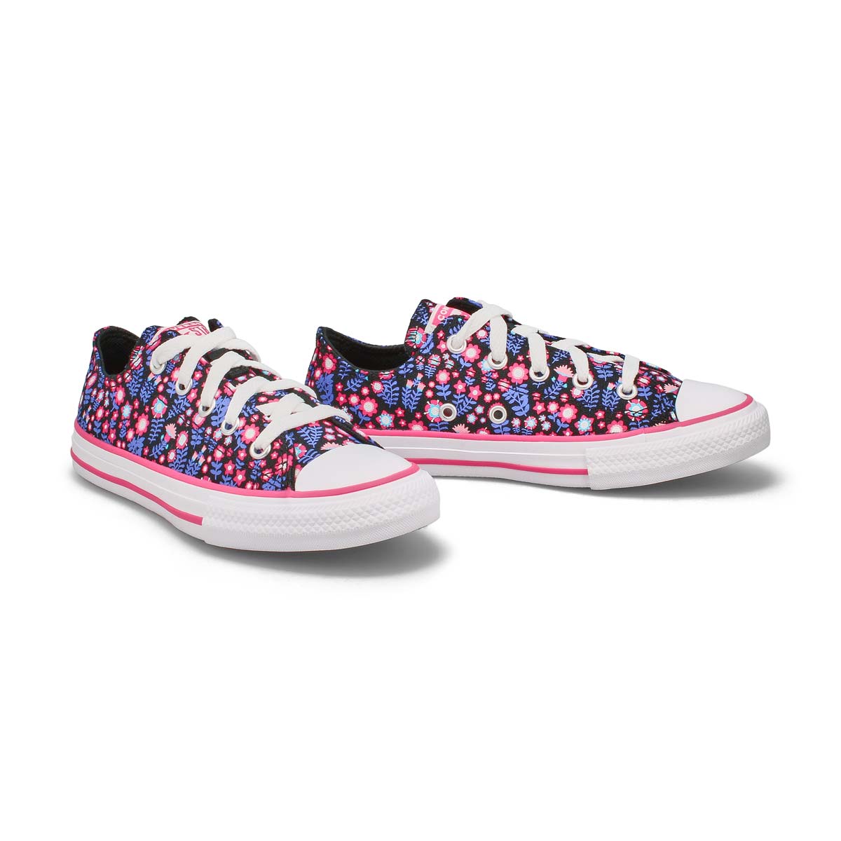 Girls' Chuck Taylor All Star Floral Sneaker - Black/Pink/White