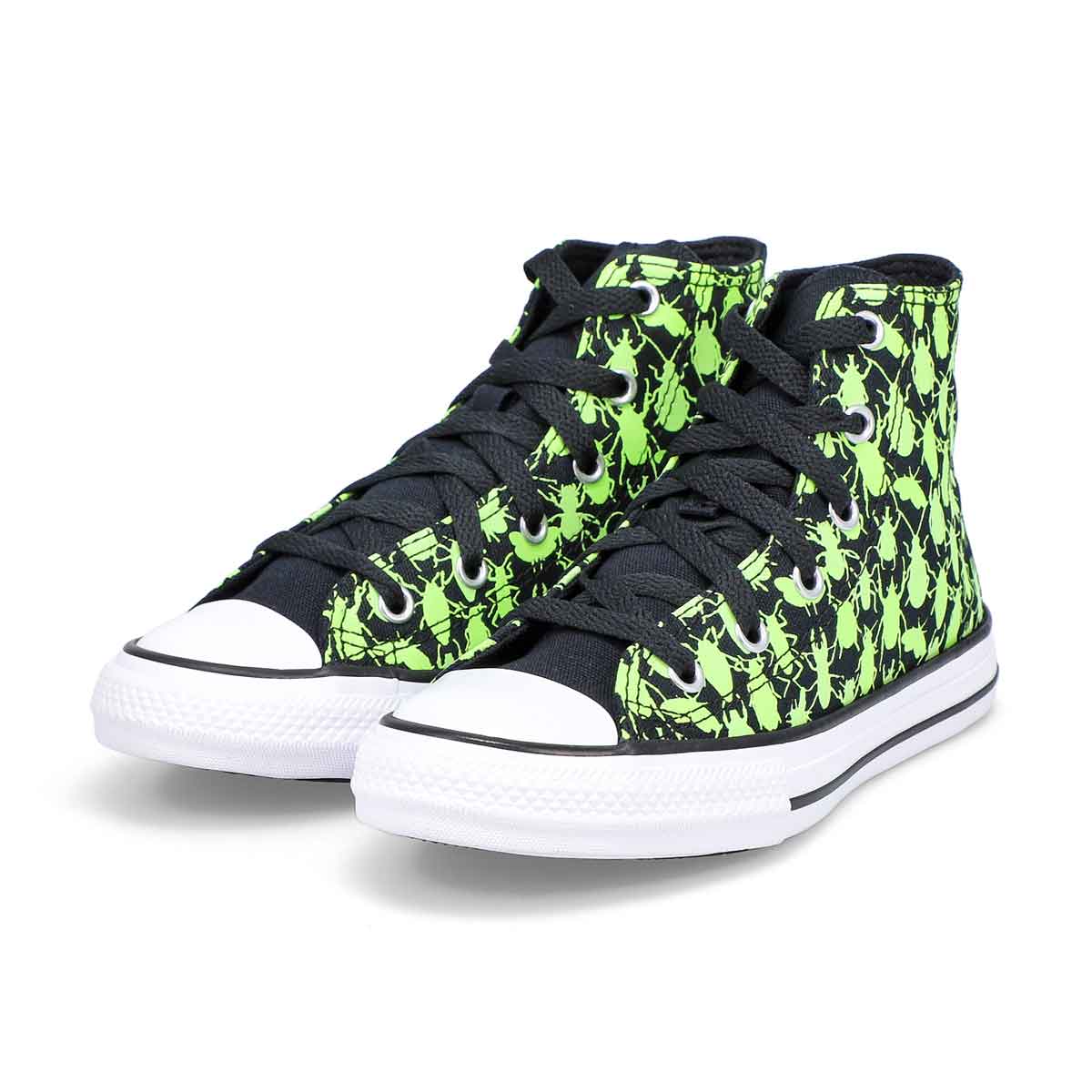 Boys' Chuck Taylor All Star Glow Bug  Hi Top Sneaker - Black/Green
