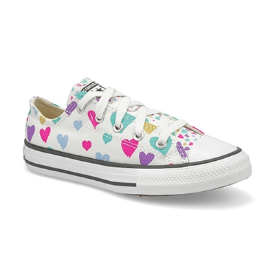 Grls Chuck Taylor All Star Prints Hearts Sneaker - White/Multi