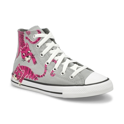 Grls Chuck Taylor All Star Jungle Jive Hi Top Sneaker - Grey/Pink