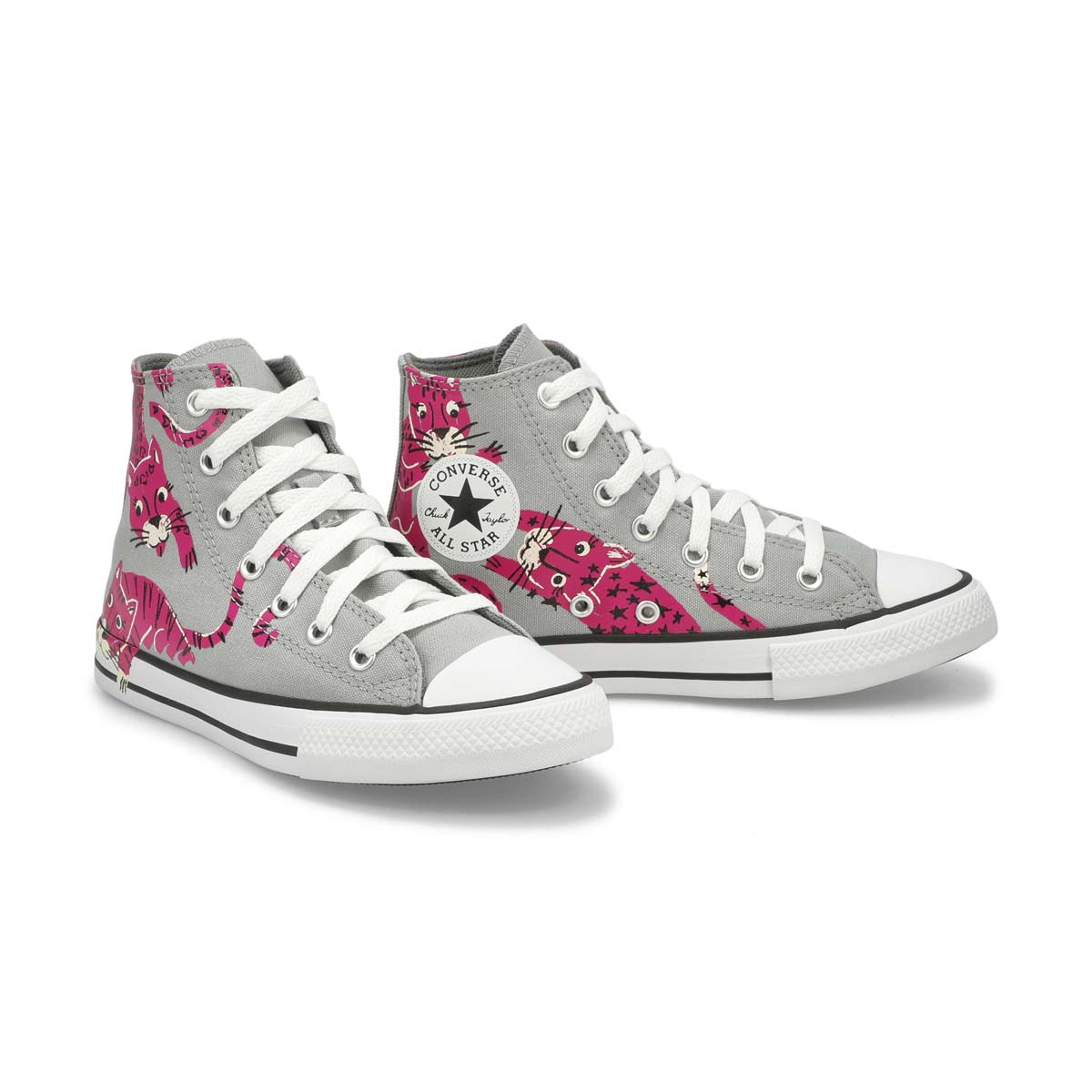 Girls' Chuck Taylor All Star Jungle Jive Hi Top Sneaker - Grey/Pink