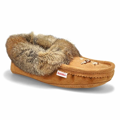 Lds Rabbit Fur SoftMocs - Mocha