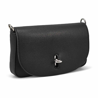 Lds Maca Flap Shoulder Bag - Black