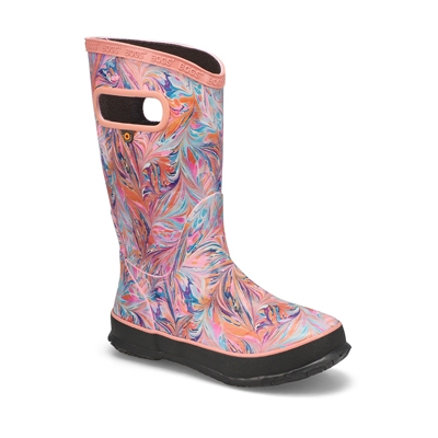 Grls Rainboot Marble Waterproof Rainboot - Coral