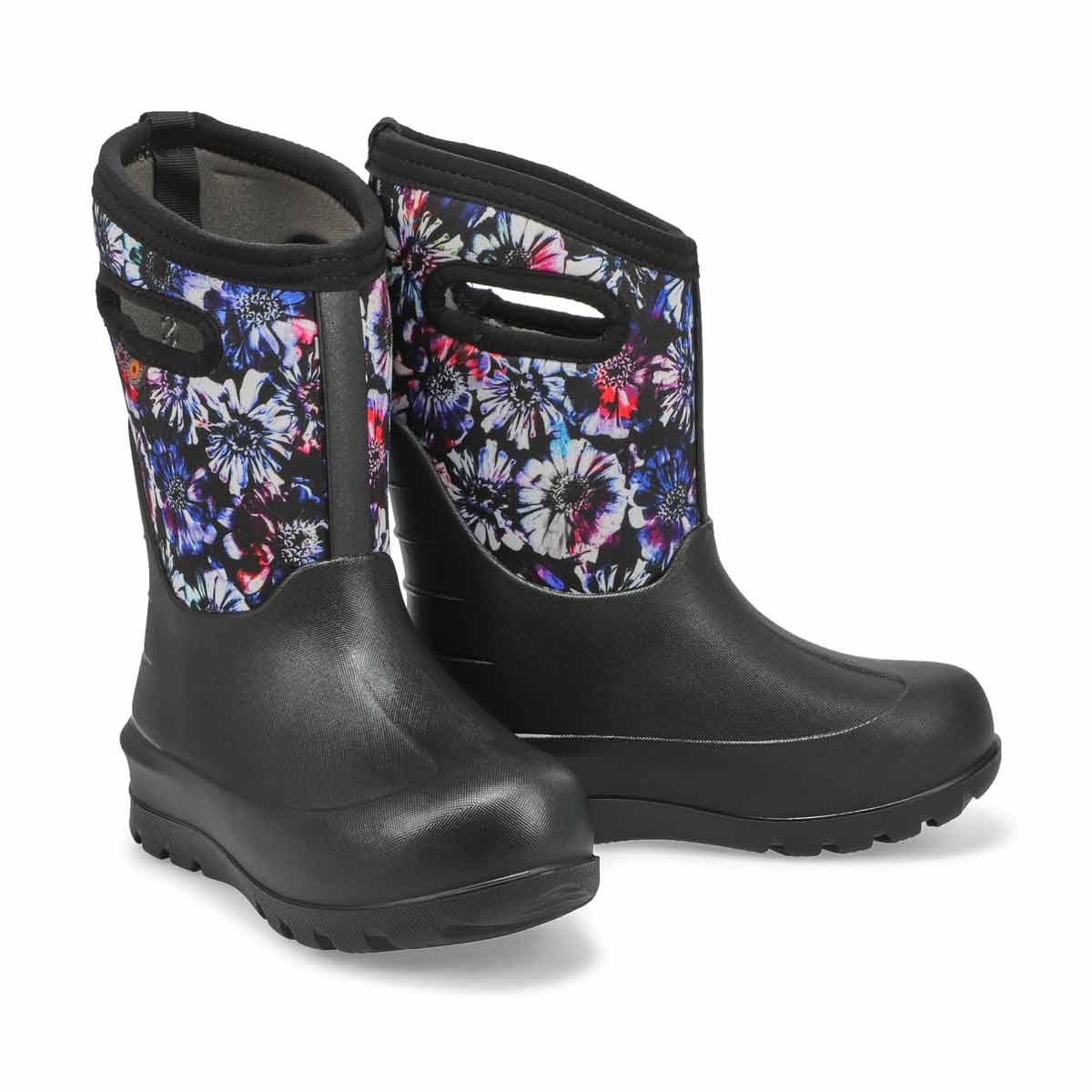 Girls' Neo Classic Flowers Waterproof Boot - Black